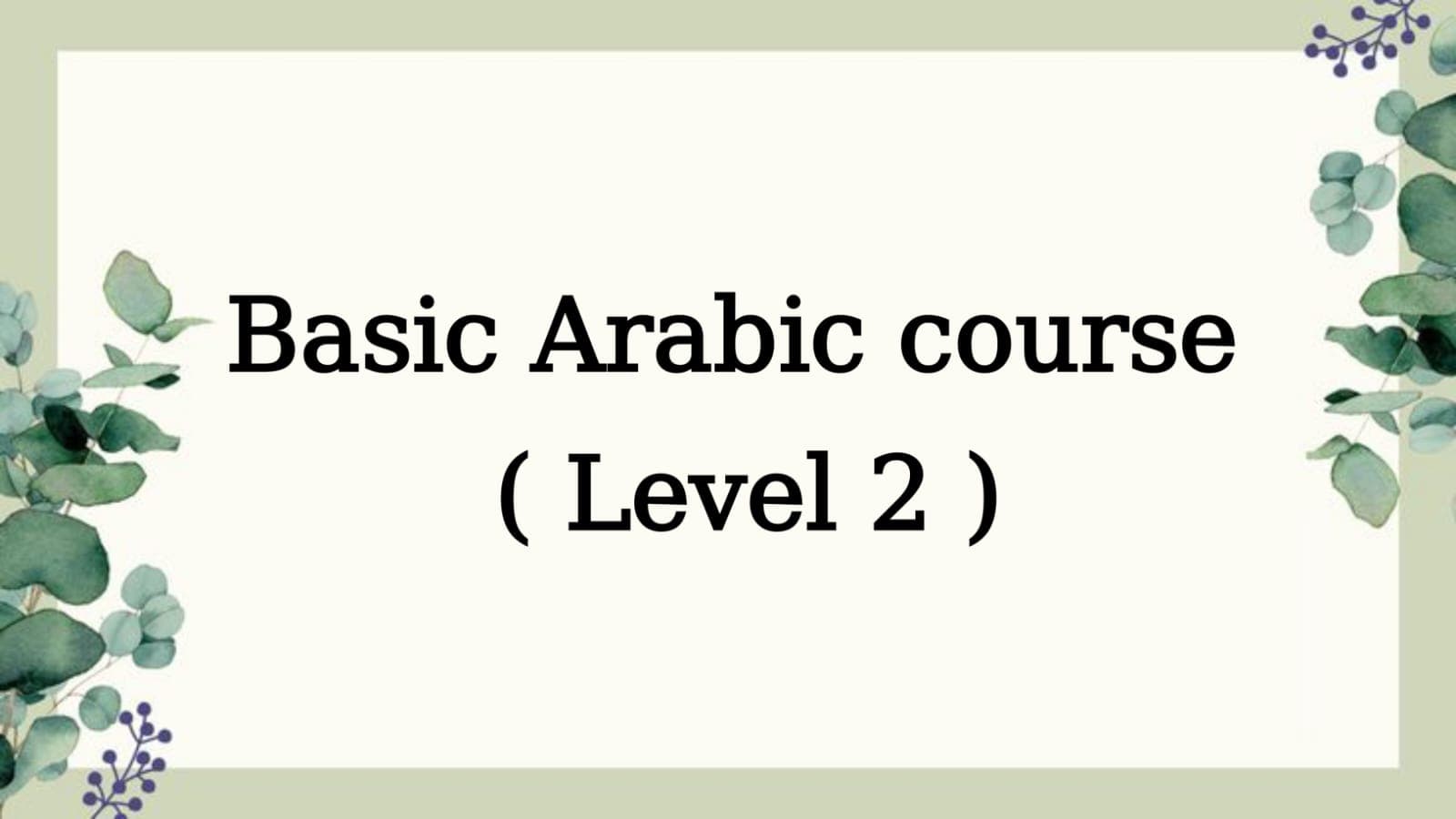 Basic Arabic – Level 2